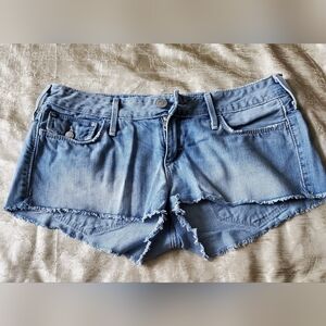 True Religion Light stonewash denim short shorts